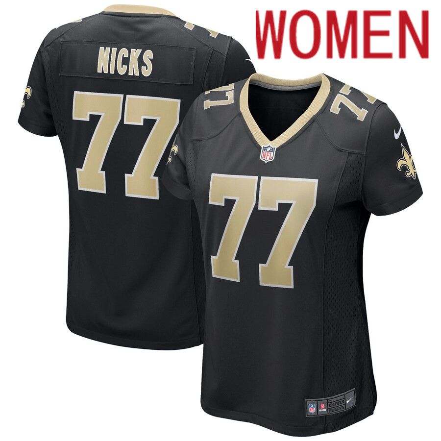 Women New Orleans Saints 77 Carl Nicks Nike Black Game Retired Player NFL Jersey